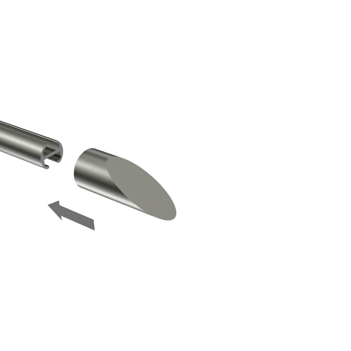 ENDSTÜCKE FÜR GARDINENSTANGEN 16 mm Ø, Santoni Edelstahl-Optik, Packung 2 Stück - Edelstahlfarben, Metall (6/2/2cm) - INTERDECO