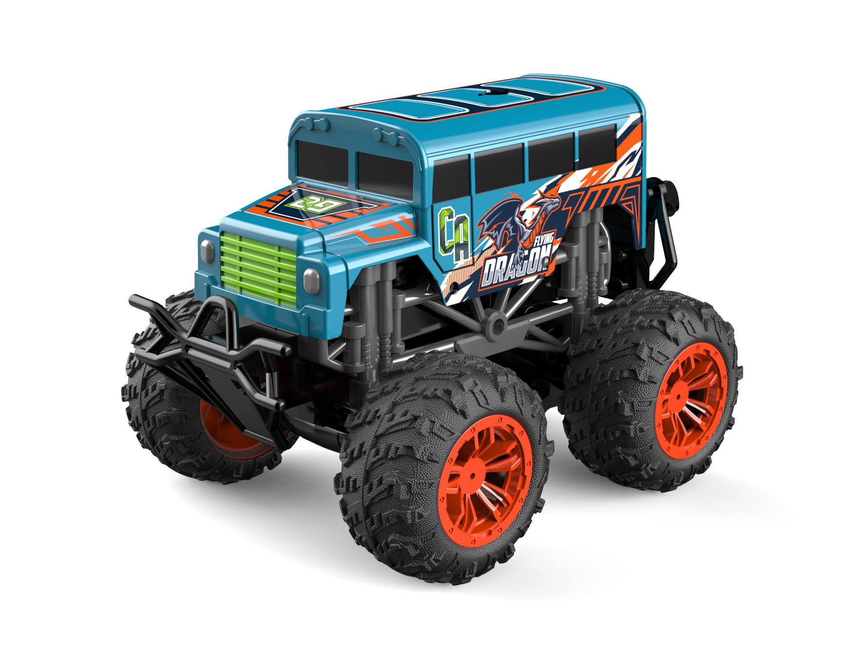 RC-MONSTERTRUCK mit LED-Licht, echtem Rauch und wechselbarem Cover für Kinder, 1er-Set - Blau, Kunststoff (23/19/17cm) - Northpoint