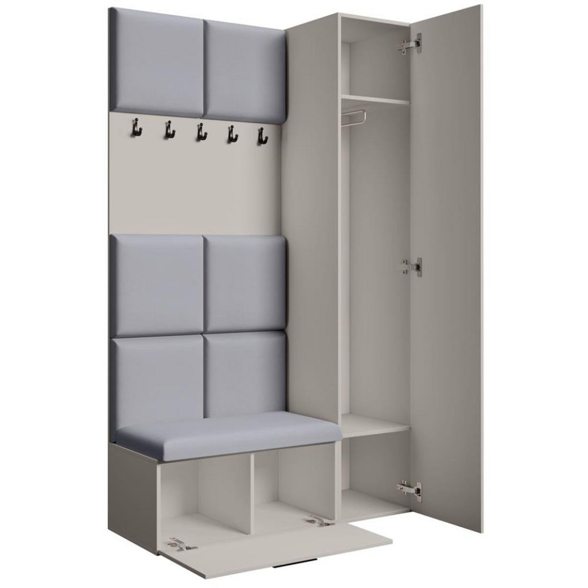 GARDEROBE Margaret I+IV 121/203/43 mit gepolsterten Paneelen - Kaschmir/Schwarz, Holzwerkstoff/Kunststoff (121/203/43cm) - Beautysofa