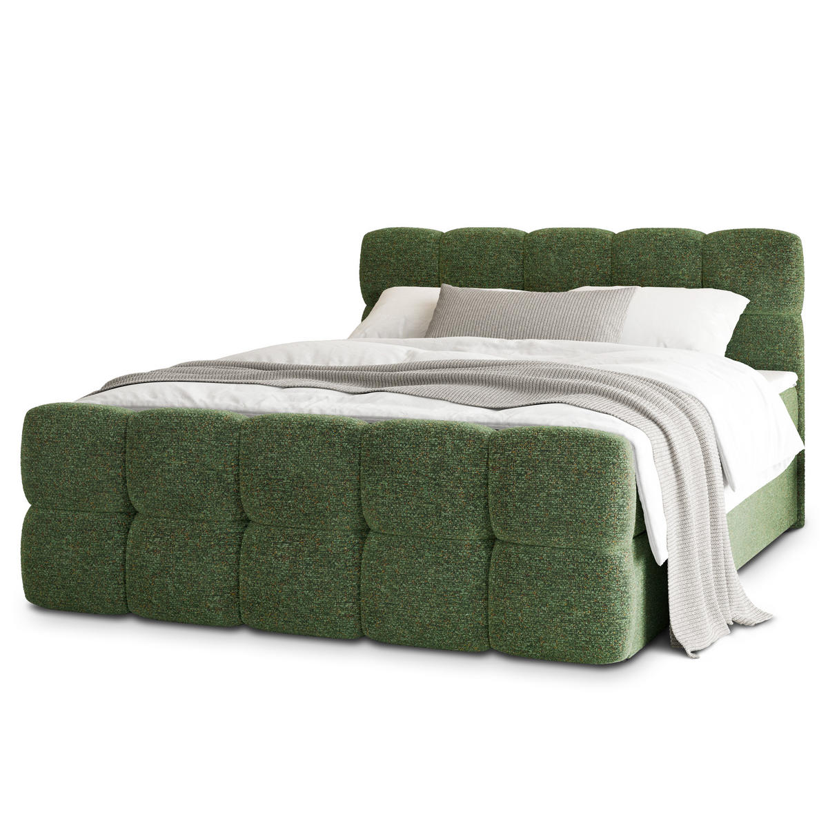 POSTEL BOXSPRING BRUME 160x200 cm, s matrací a úložným prostorem, zelená barva - zelená barva, kompozitní dřevo/textil (160/200cm) - MASSENO