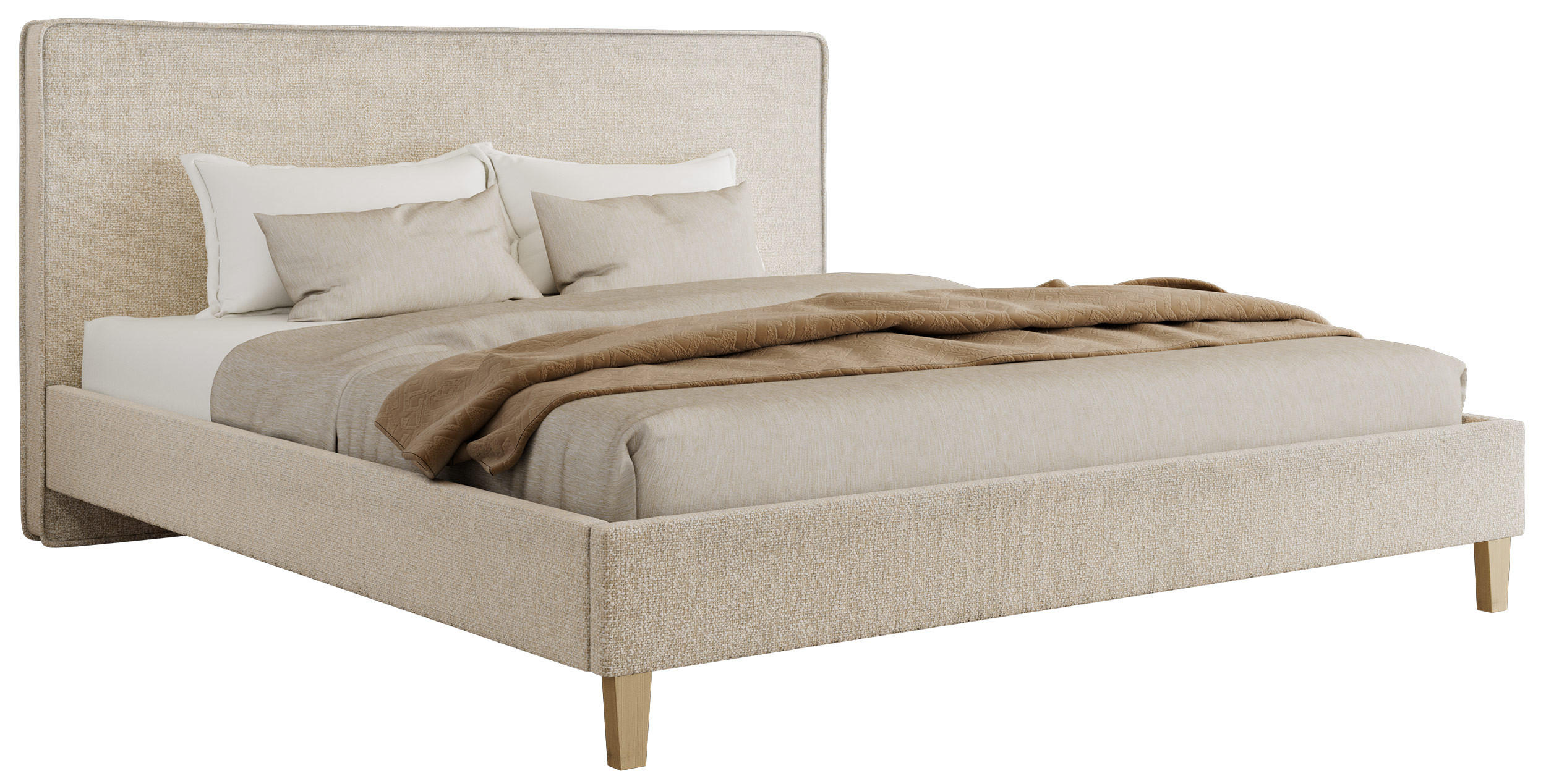 ČALOUNĚNÁ POSTEL LUMARO CLASSIC 140/200 - Krémová Strukturovaná látka - bez matrace - jádrový buk/krémová, dřevo/textil (140/200cm) - MKS