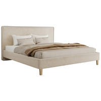 ČALÚNENÁ POSTEĽ LUMARO CLASSIC 140/200 - Krémová Štruktúrovaná látka - Matrac Foam - krémová/jadrový buk, drevo/textil (140/200cm) - MKS