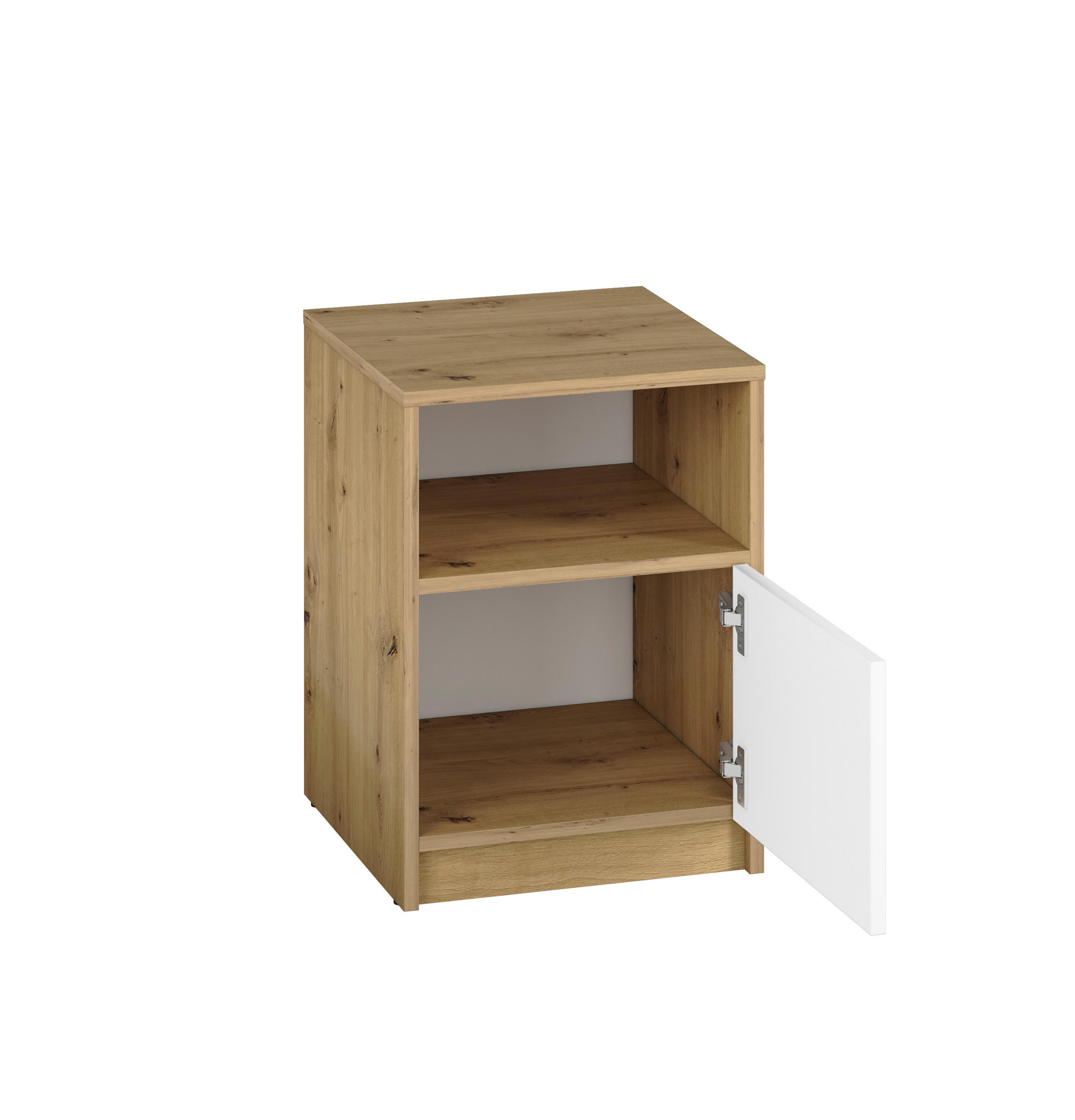 NACHTKONSOLE Fini Artisan Eiche / weiß 40 / 42 / 55cm - Weiß/Braun, Holz/Holzwerkstoff (40/55/42cm) - Feldmann-Wohnen