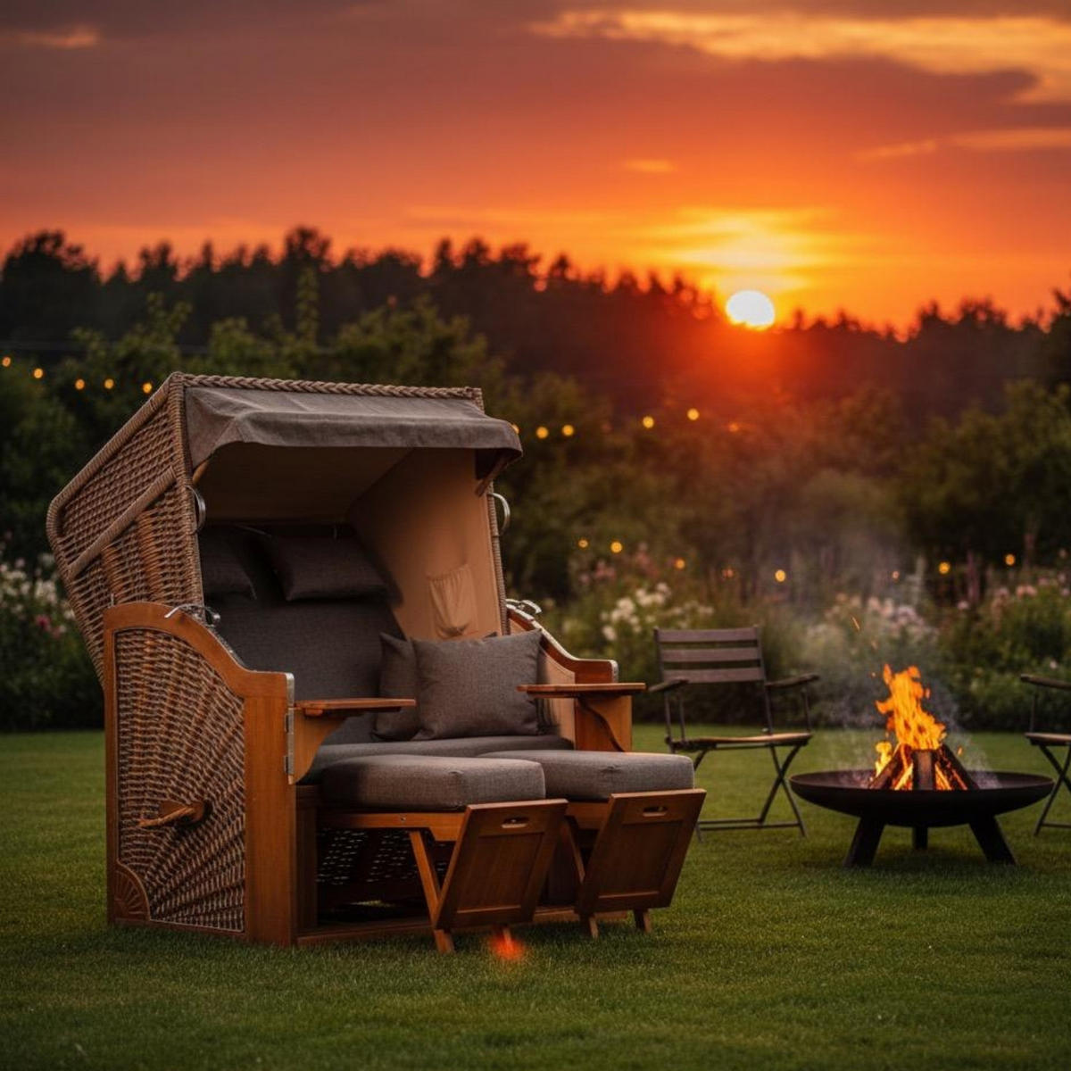 STRANDKORB Schleswig Pinie 2-Sitzer - Braun/Grau, Metall (120/160/80cm) - Mr. Deko