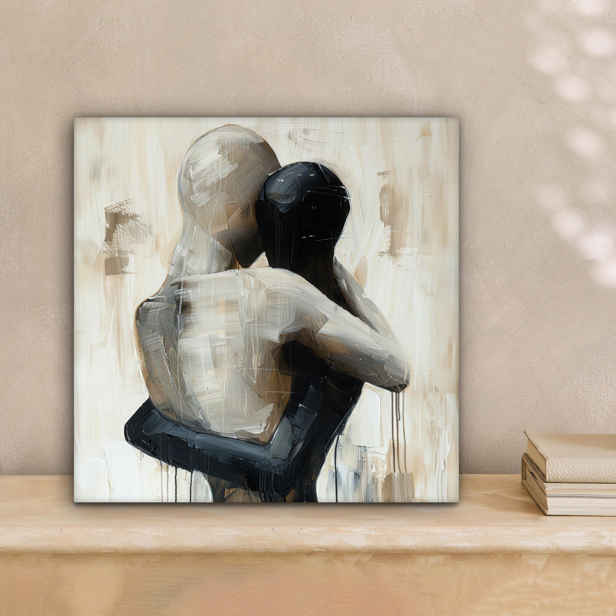 LEINWANDBILD Abstrakt - Liebe - Schwarz und weiß - Modern Deko Wohnzimmer 20x20 cm - Schwarz, Textil (20/20cm) - MuchoWow