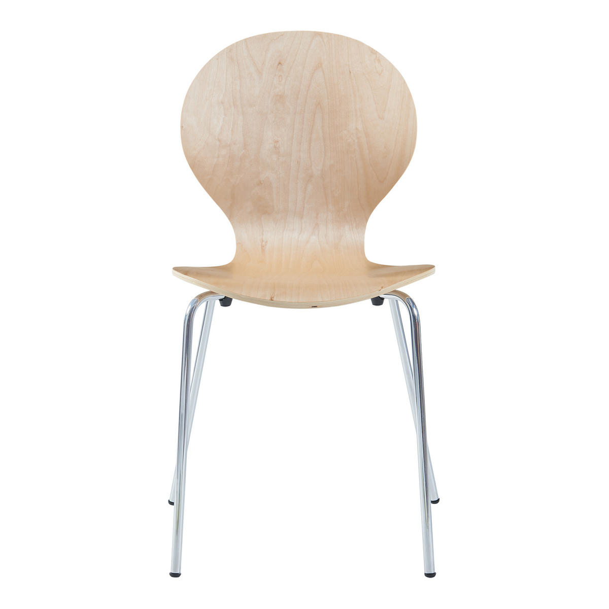 ESSZIMMERSTUHL-SET 4 TLG. Etne - Chromfarben/Birkefarben, Holz/Metall (48/85/50cm) - [en.casa]