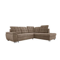 ECKSOFA LOTTA L-förmig Bettkasten verstellbare Kopfstützen hochwertige Verarbeitung lose Rückenkissen freistehend RECHTS 258x212x106 cm Cappuccino - Cappuccino, Holz/Textil (258/212cm) - DomoHome