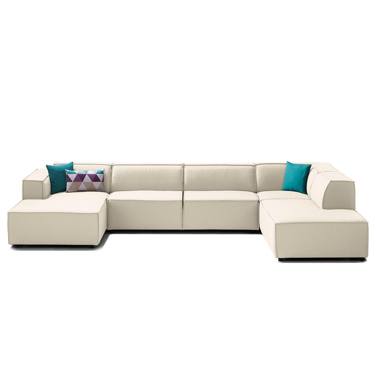 WOHNLANDSCHAFT mit Longchair & Ottomane - Schwarz/Weiß, Kunststoff/Textil (369/70/234cm) - home24