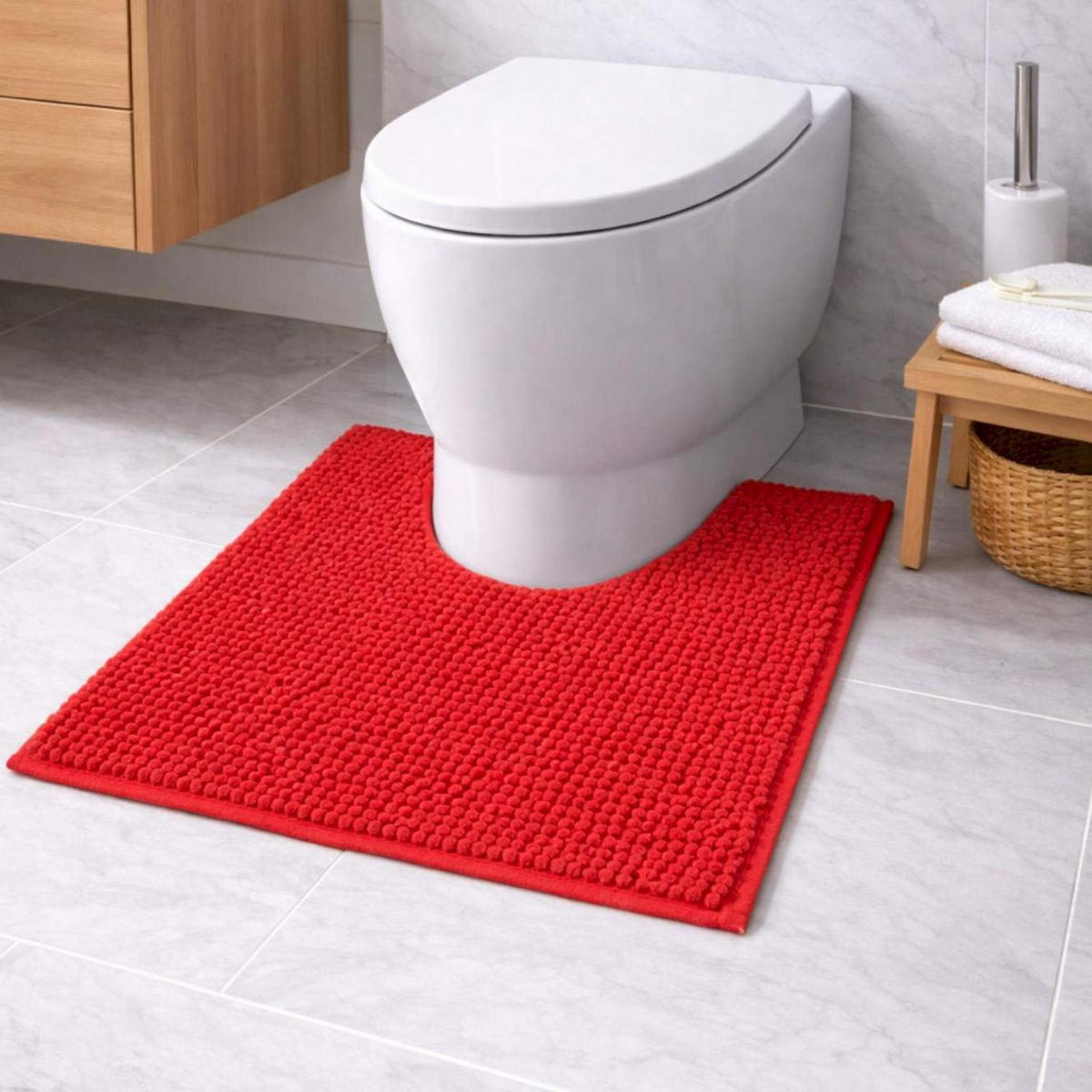 BADEMATTE MIT WC AUSCHNITT PARIS - Rot, Textil (45/45cm) - WohnDirect
