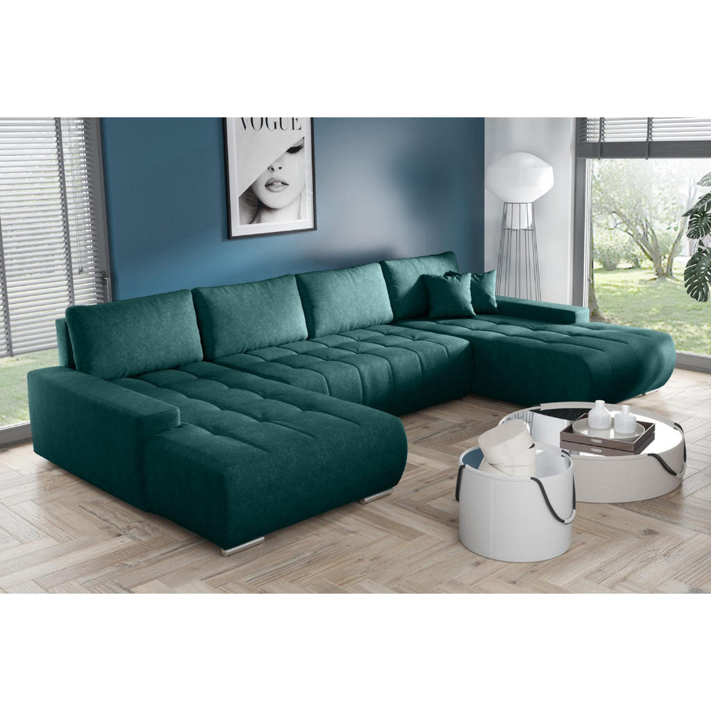 Thumbnail - Fedve Wohnlandschaft, Grün, Textil, U-Form, 185x85x350 cm, Wohnzimmer, Sofas & Couches, Wohnlandschaften, Wohnlandschaft...
