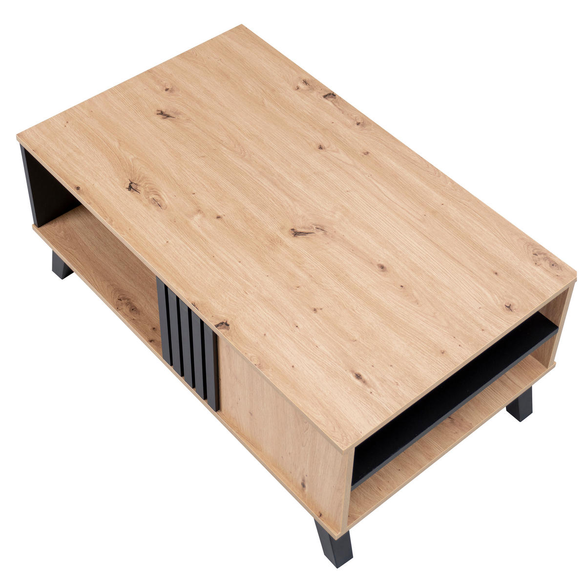 COUCHTISCH Holz- und Schwarzeffekt 100/60/43 cm - Braun, Holzwerkstoff (100/60/43cm) - Urban Meuble
