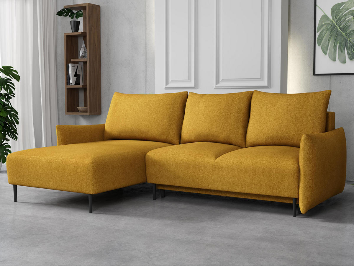 ECKSOFA Santi L - Gelb/Schwarz, Holz/Textil (240/160cm) - MIRJAN24