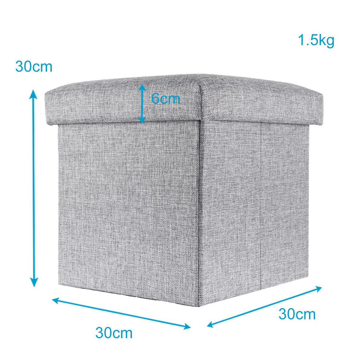 SITZWÜRFEL Faltbar 30/30/30 cm (Grau) - Grau, Textil (30/30/30cm) - Intirilife