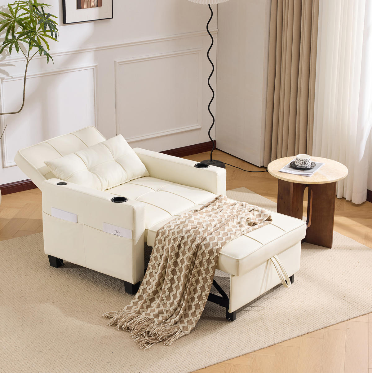 SCHLAFSOFA 3-in-1 ausziehbar White 2er-Funktion - Weiß, Holz (87/84/74cm) - Meubliv