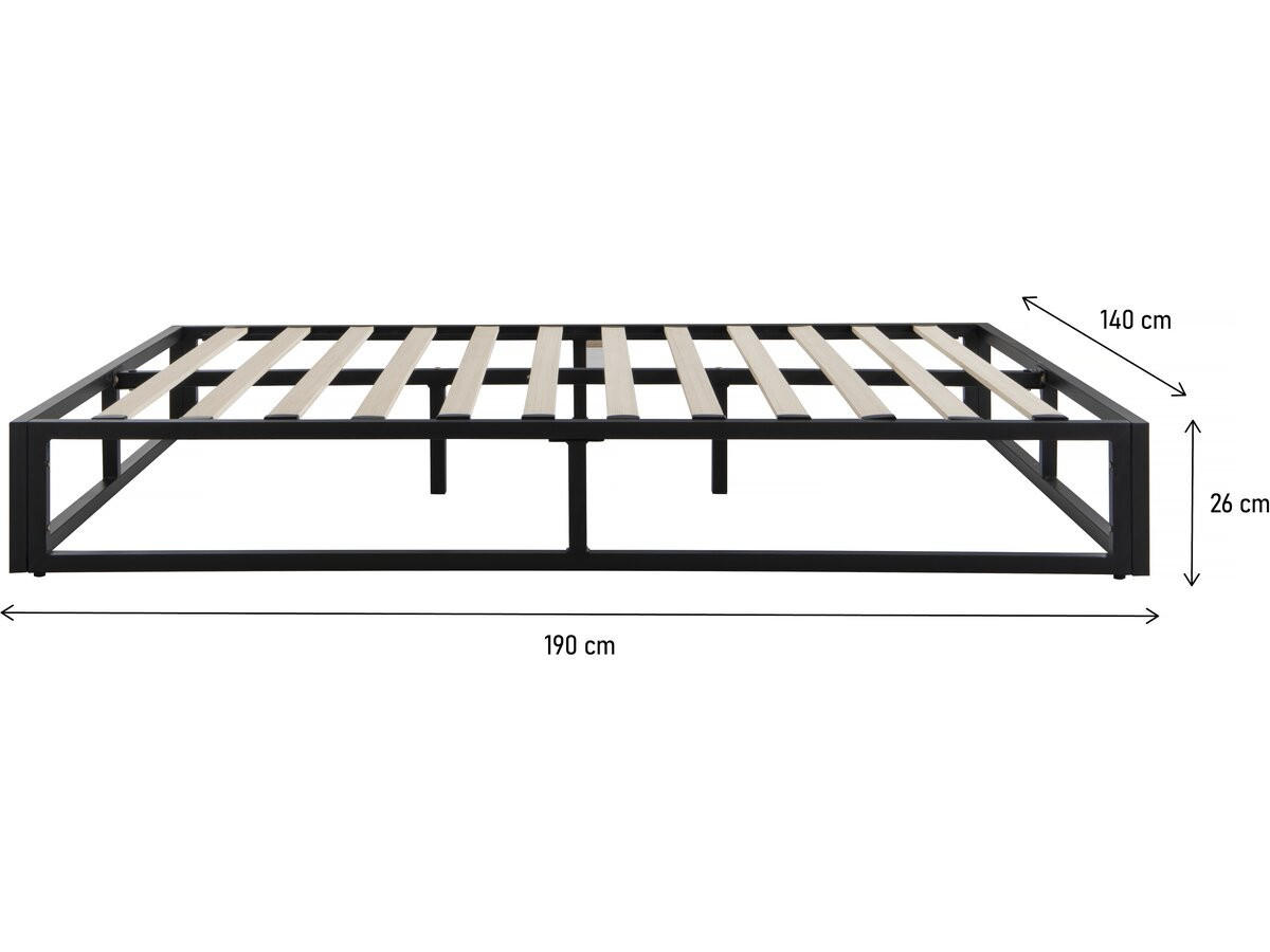 BETTGESTELL Metall Schwarz - Schwarz, Metall (140/190cm) - Habitat Garten