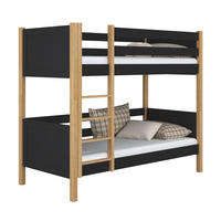 ETAGENBETT N02 Schwarz / Eiche Natur 100/200 - Schwarz/Eiche Artisan, Naturmaterialien/Holz (100/200cm) - N-Wood
