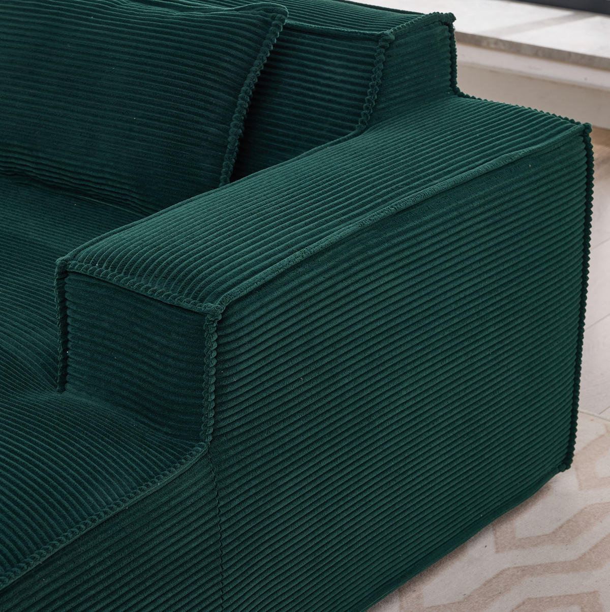 SOFA kompakt 235 cm Polyester Retro Green - Dunkelgrün, Textil (129/235cm) - Meubliv