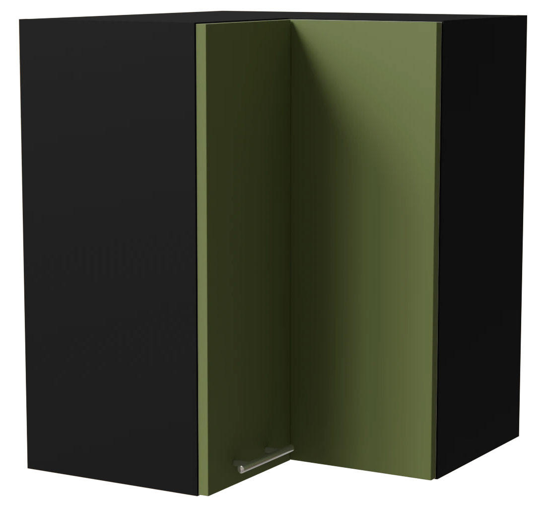ECKHÄNGESCHRANK Brerra W12/60 Schwarz / RAL 6025 farngrün Matt 60 / 60 / 72cm - Schwarz/Grün, Holz/Holzwerkstoff (60/72/60cm) - Feldmann-Wohnen
