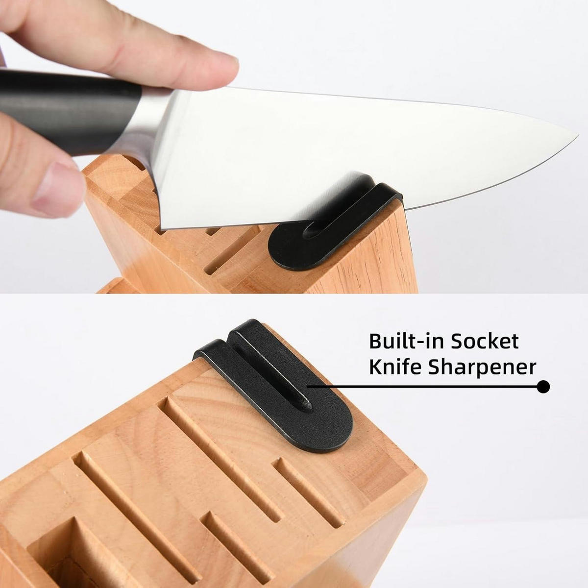 MESSERBLOCK-SET 15-teilig Deutsche Stahl Schwarz/Natürlich - Schwarz, Holz (16.6/37.2/17.7cm)
