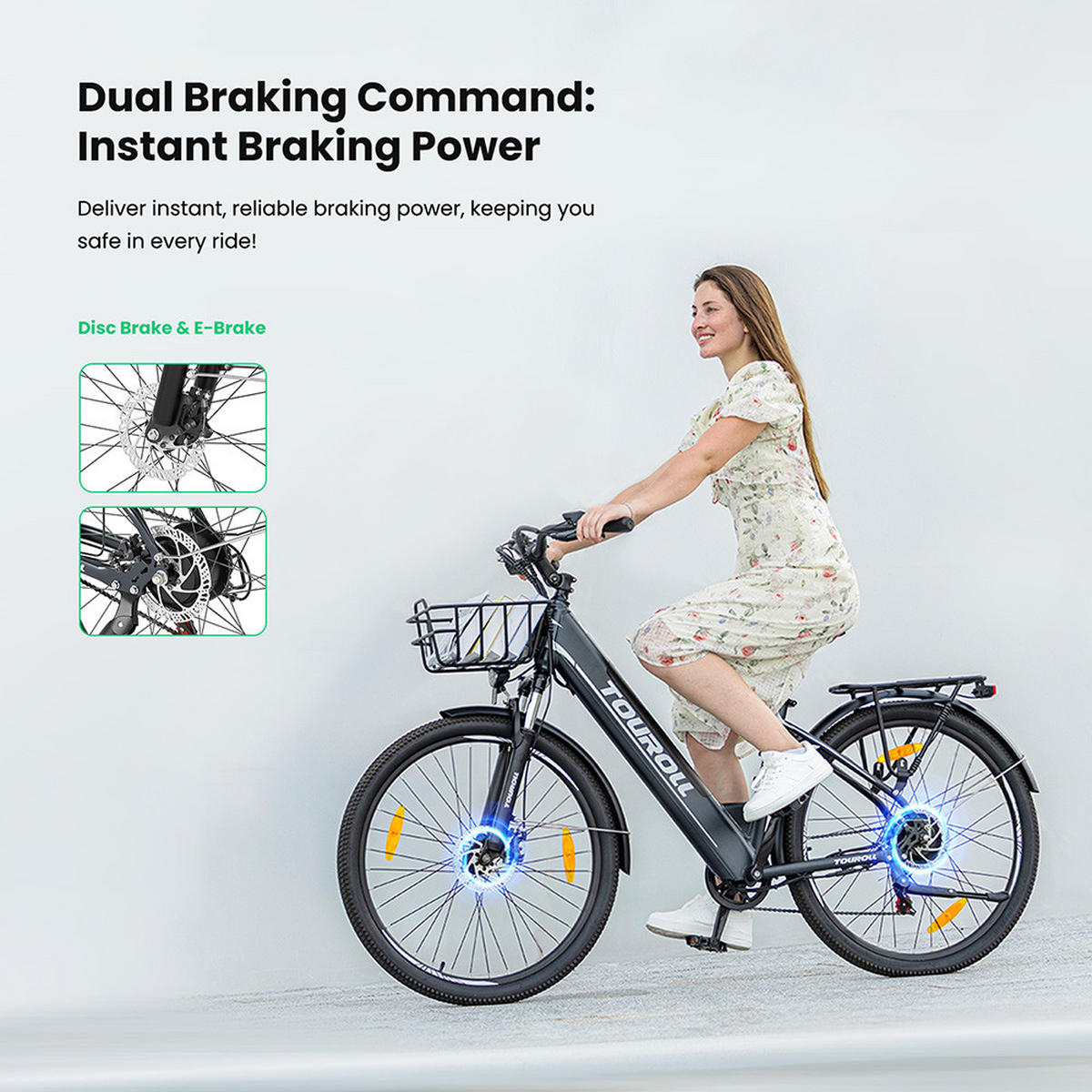E-BIKE Touroll J1 ST – Hochleistungsmotor, 100 km Reichweite & StVZO-zertifizierte Beleuchtung - Graphitfarben, Metall (25cm)