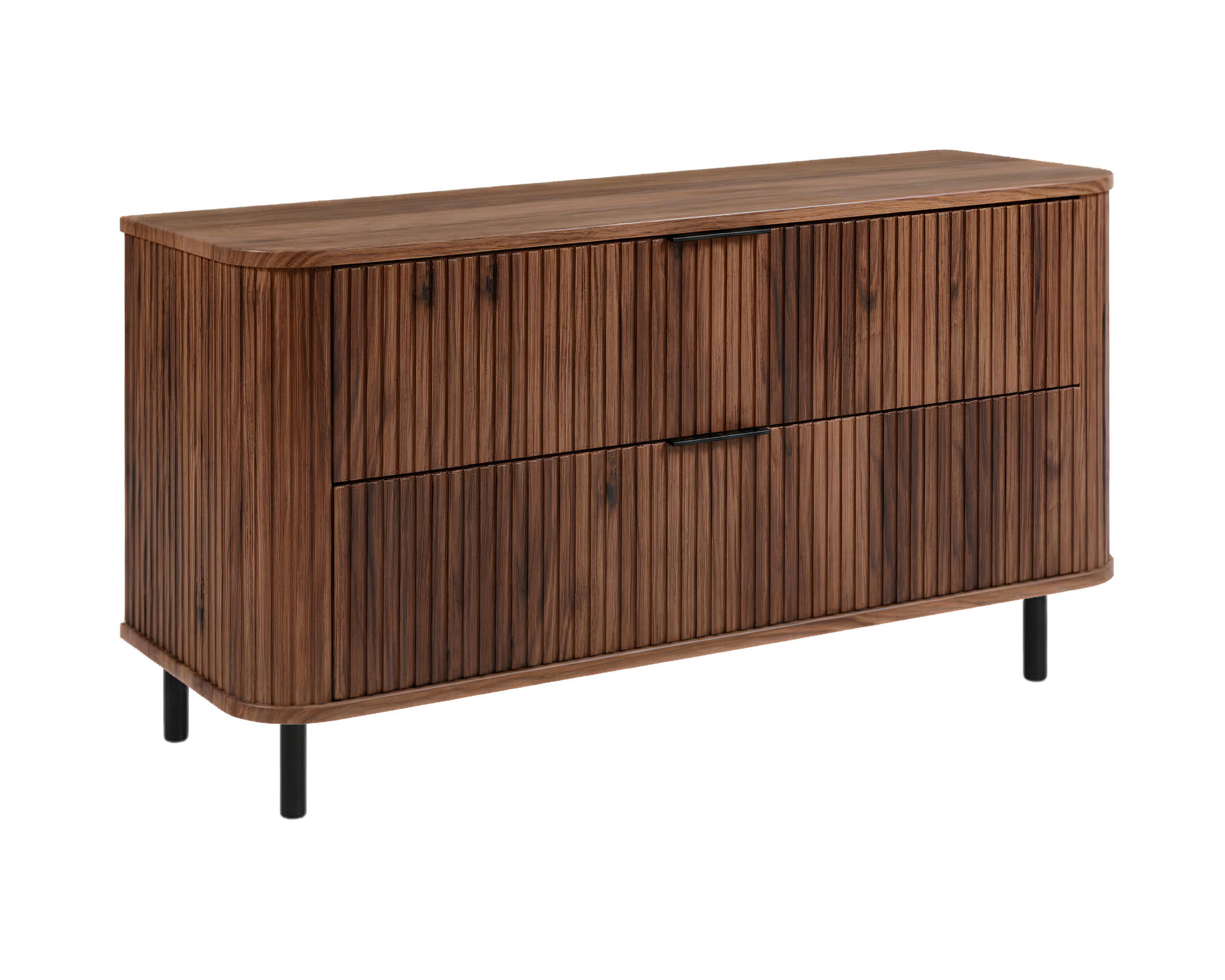 BADEZIMMERSCHRANK : Farbe Eiche-Nussbaum, Griff schwarz, Füße schwarz, 120 x 41,5 x 66,7 cm - Schwarz/Braun, Holzwerkstoff (120/66.7/41.5cm) - 3XE LIVING