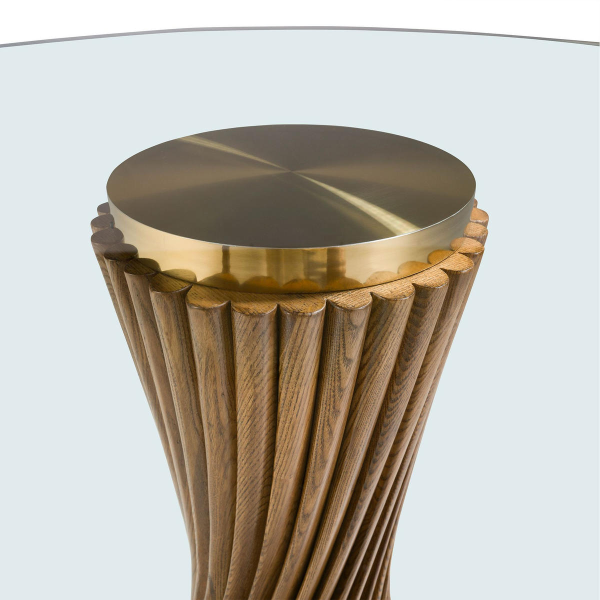 ESSTISCH Esstisch runde gehärtetes Glas aus walnussfarbenes Holz Ø130/76 cm - Transparent/Walnussfarben, Glas (130/130/76cm) - ANGEL CERDA