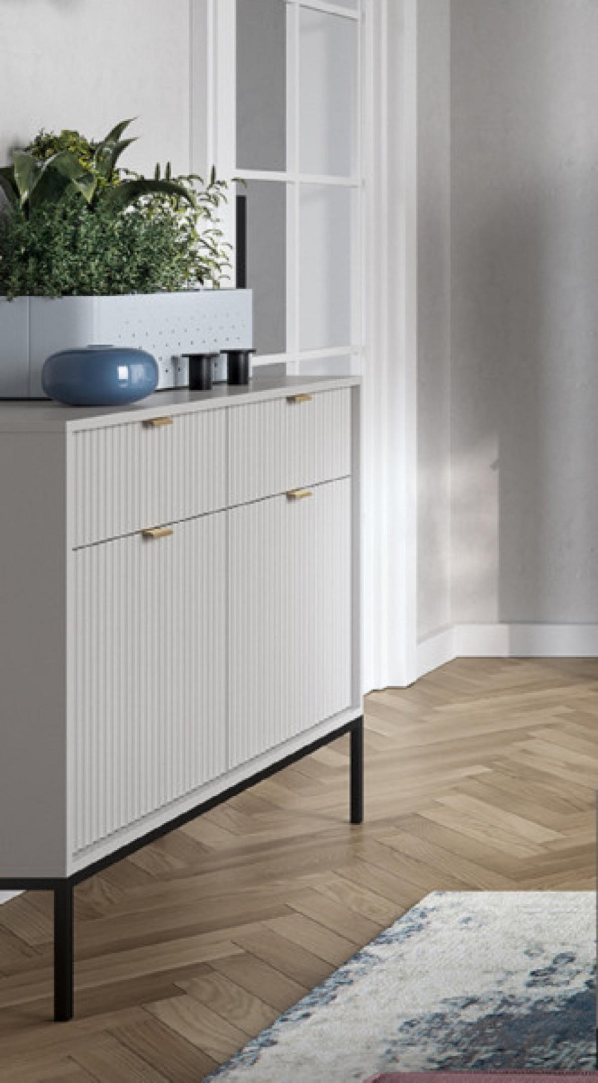 SIDEBOARD Grau KSZ104 Schwarz Stahl - Grau, Holzwerkstoff (104/83/39cm) - Sepro Meble