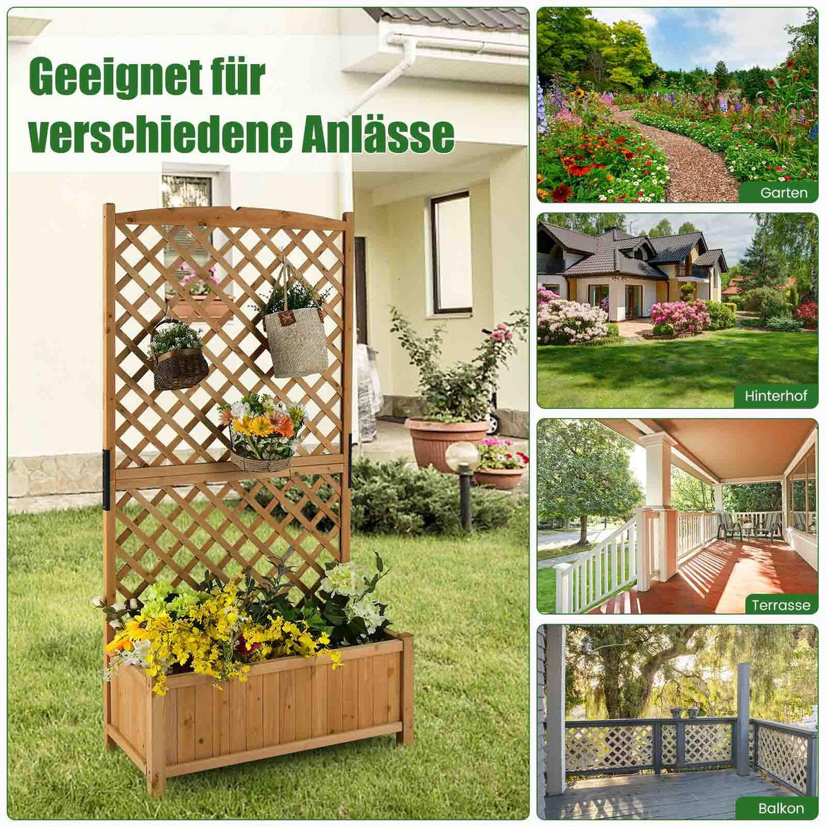 HOCHBEET Orange - Orange, Holz (90/180.5/44.5cm) - COSTWAY