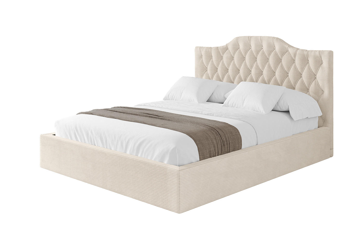 POLSTERBETT mit Bettkasten und Lattenrost, Bett mit Matratze H3/H4 - FALIO 180x200 Beige - Creme, Holzwerkstoff/Textil (180/200cm) - ALTDECOR