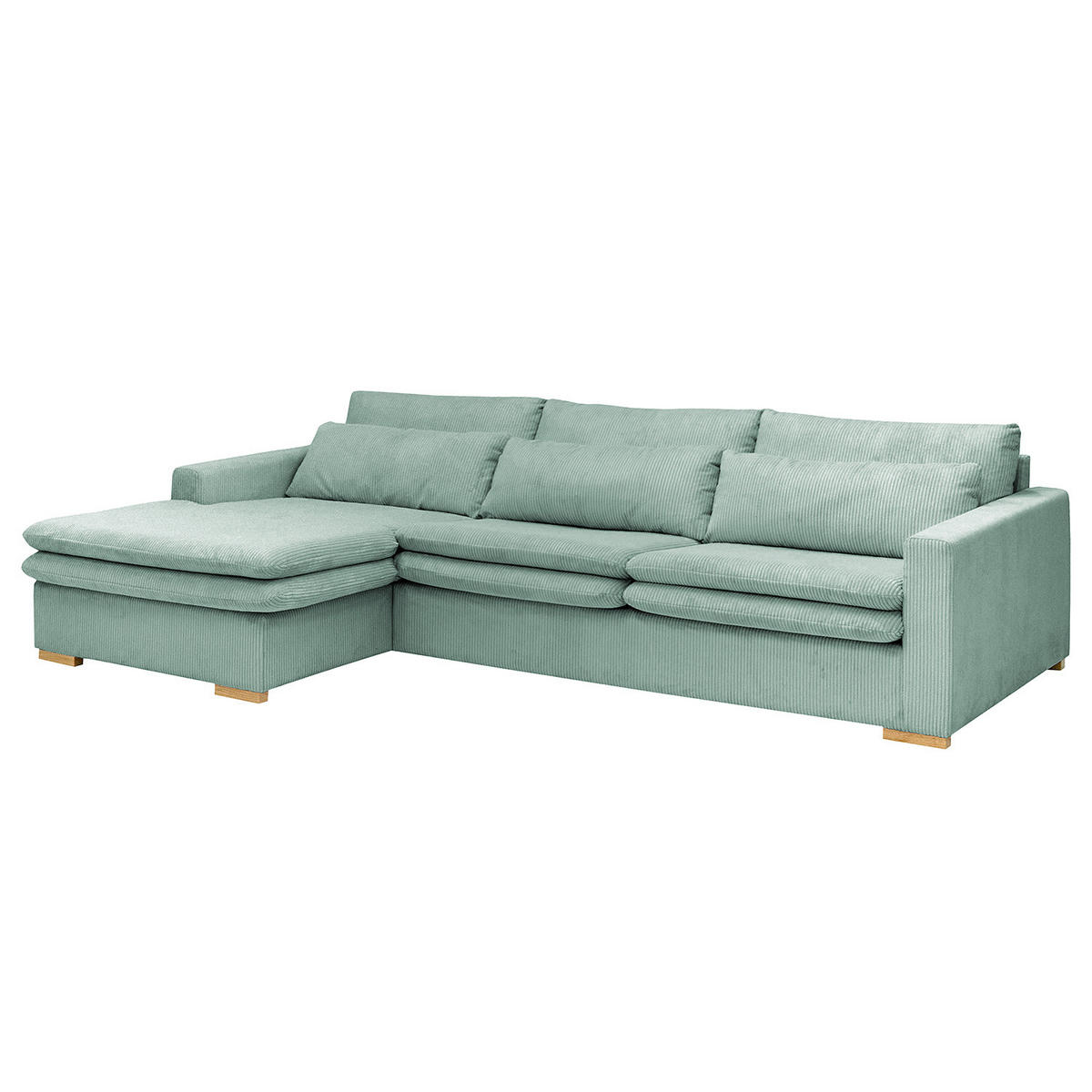 ECKSOFA mit Longchair - Blau, Textil (299/164cm) - home24