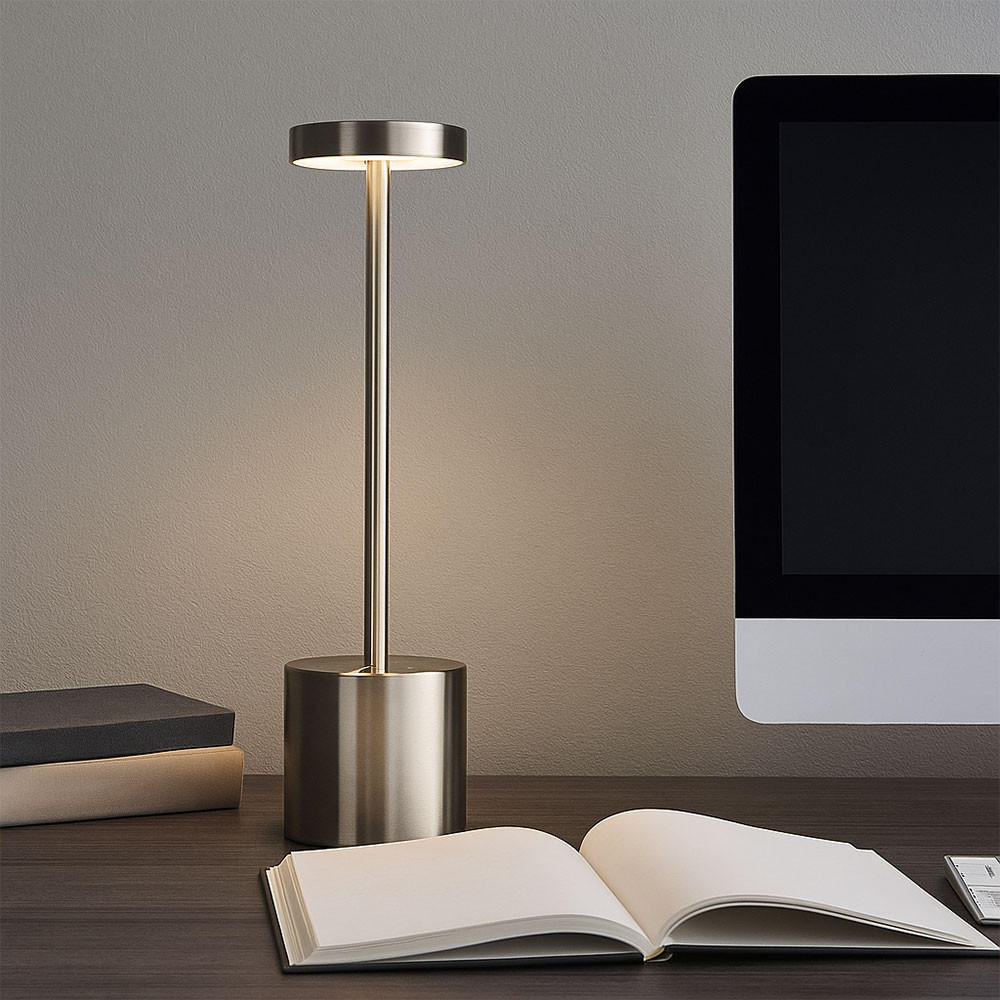 LED TISCHLEUCHTE POLINA Akku Schwarz - Silberfarben, Metall (8/8/34cm) - Globo Lighting