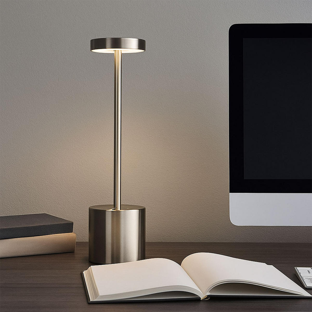 LED TISCHLEUCHTE POLINA Akku Schwarz - Silberfarben, Metall (8/8/34cm) - Globo Lighting