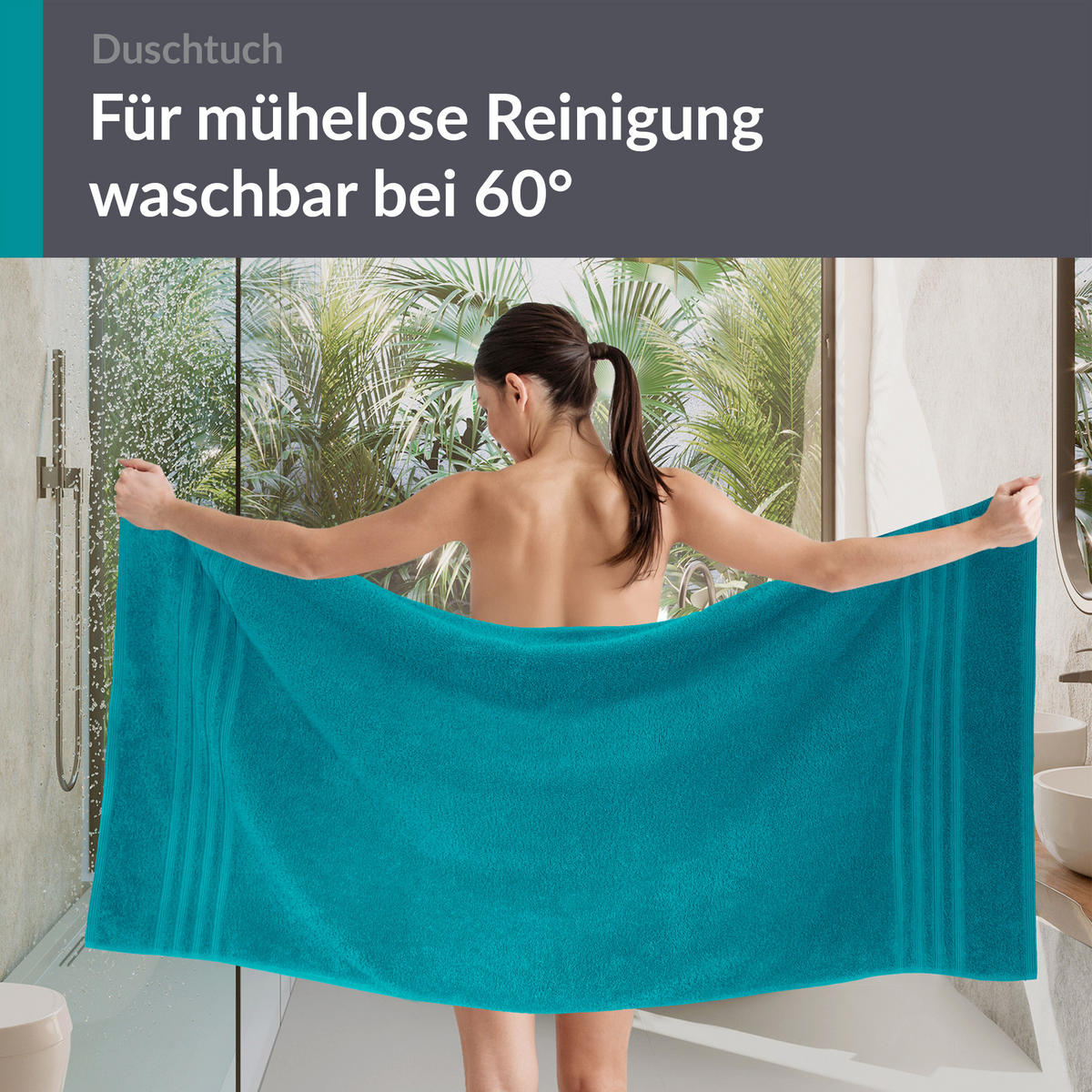 DUSCHTUCH London Nautic Grün 2er Set 70x140 - Smaragdgrün, Textil (70/140cm) - Lashuma