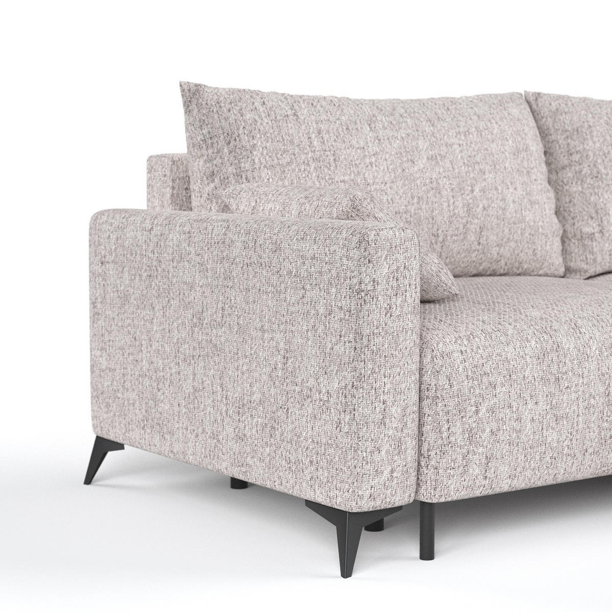 ECKSOFA NUVIO mit Schlaffunktion Beige im Neve Stoff - Beige/Schwarz, Holz/Holzwerkstoff (239/148cm) - AltaBeds