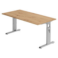 SCHREIBTISCH Serie-O 80/180/74 cm in Wildeiche/Silberfarben - Wildeiche/Silberfarben, Holzwerkstoff (80/180/74cm) - bümö