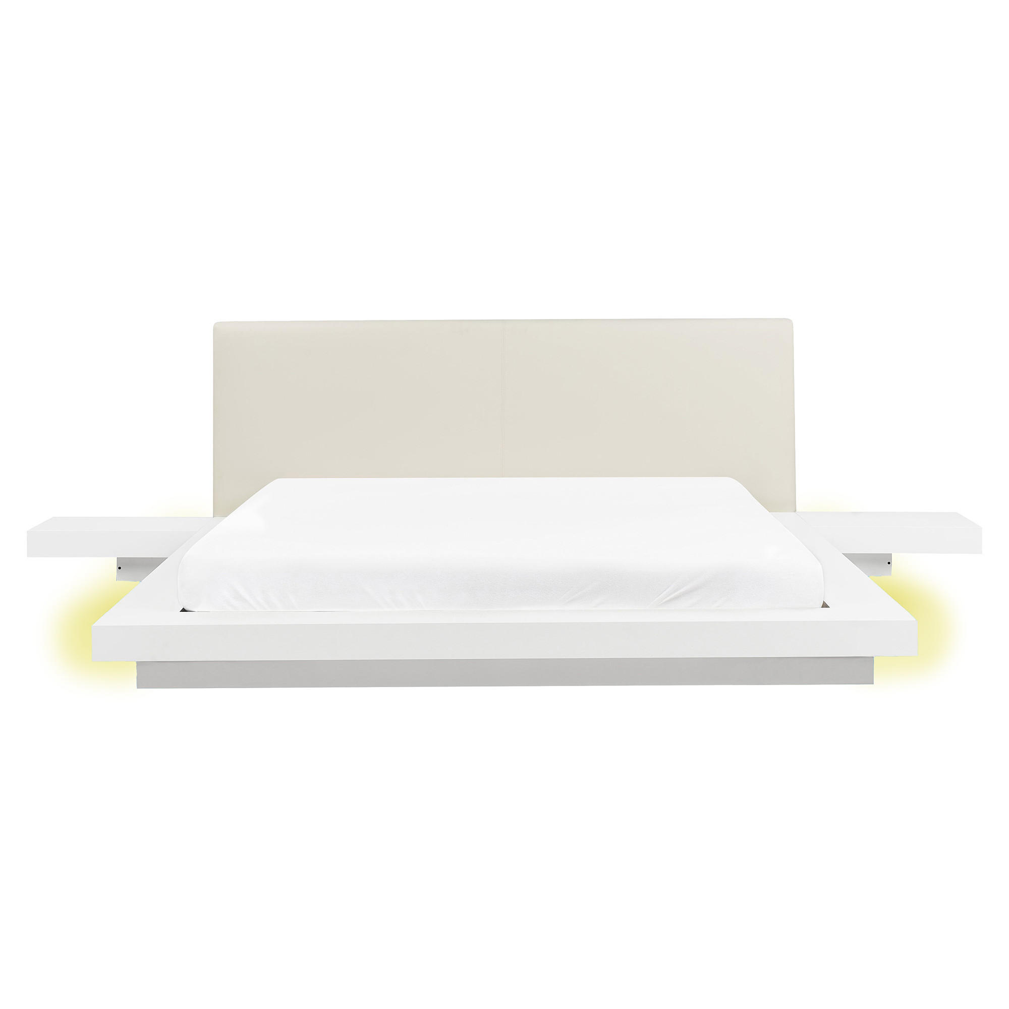 BETT mit LED 160x200 cm Weiß Zen - Weiß, Holzwerkstoff (160/200cm) - Beliani