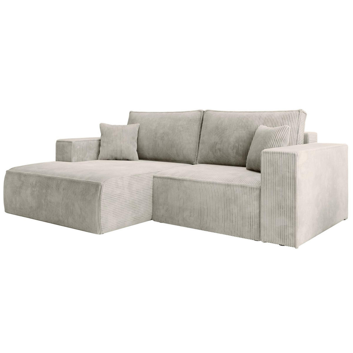 ECKSOFA Farese Mini mit Cordbezug Greige, links - Taupe/Schwarz, Textil (240/167cm) - Selsey
