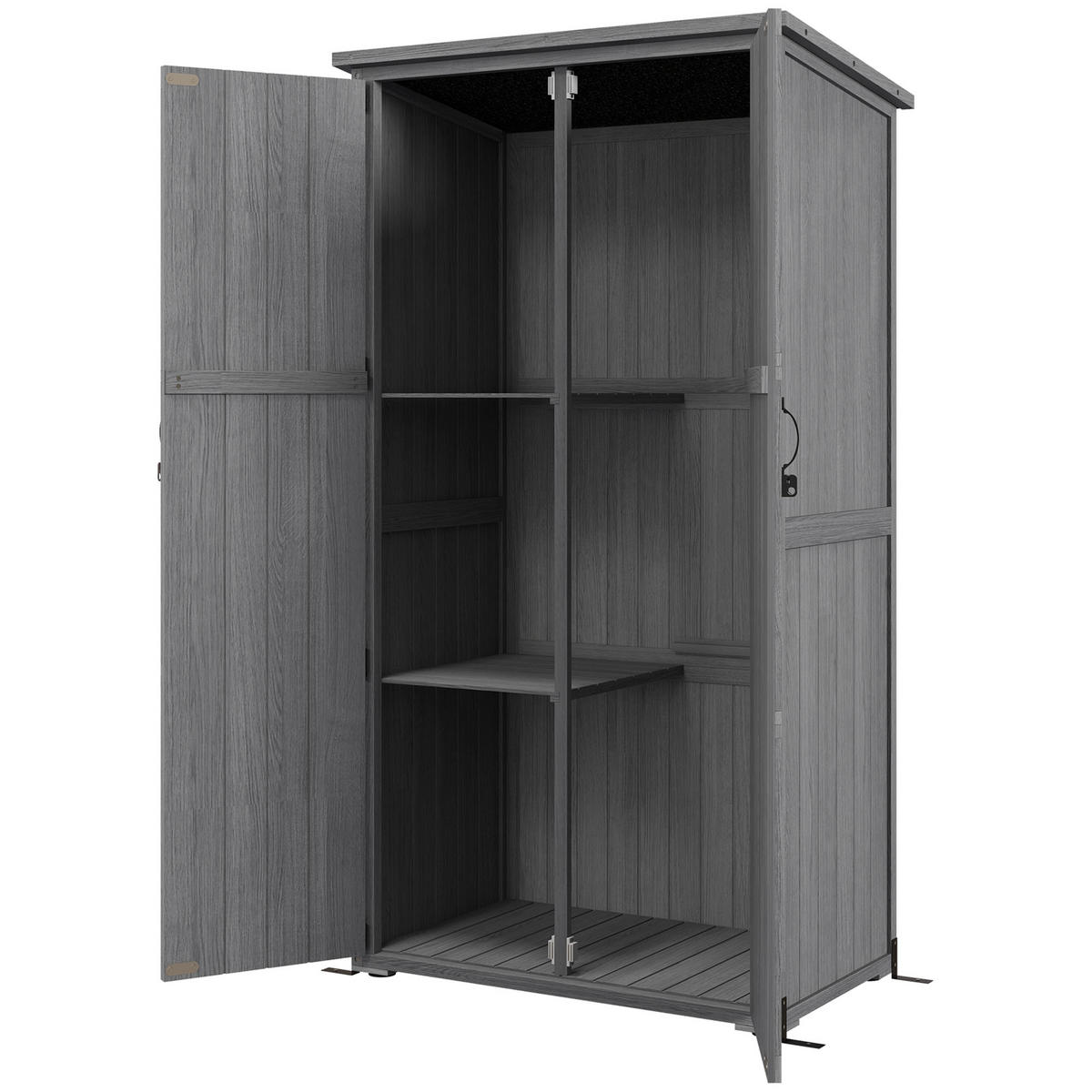 GERÄTESCHUPPEN DE-17609 2 Böden mit Bitumendach Grau - Grau, Holz (90/168.5/54.5cm) - ComfortXL