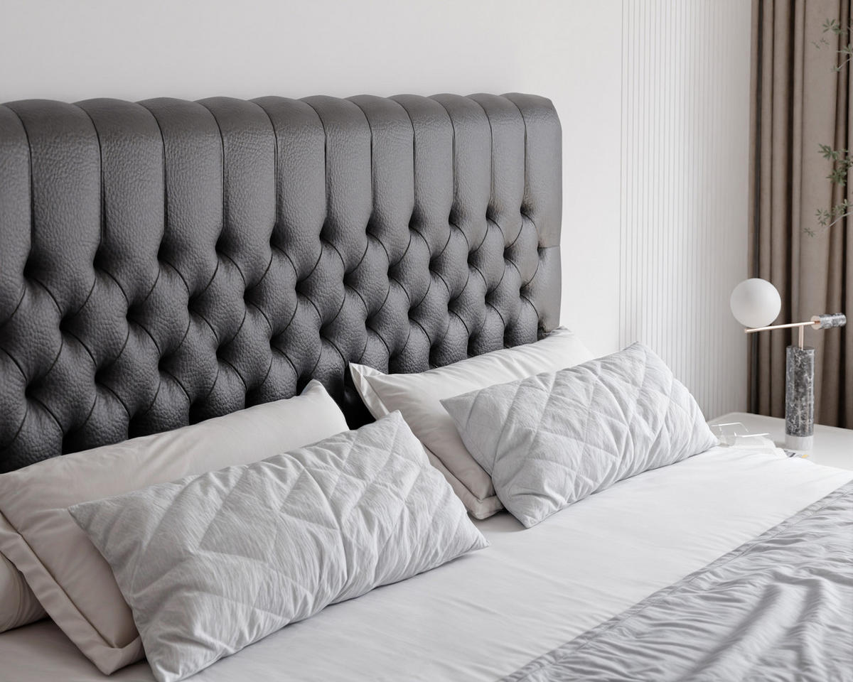 BOXBETT ALBA 120/200 cm mit Matratze und Topper, Schwarz - Schwarz, Textil (120/200cm) - Idohome