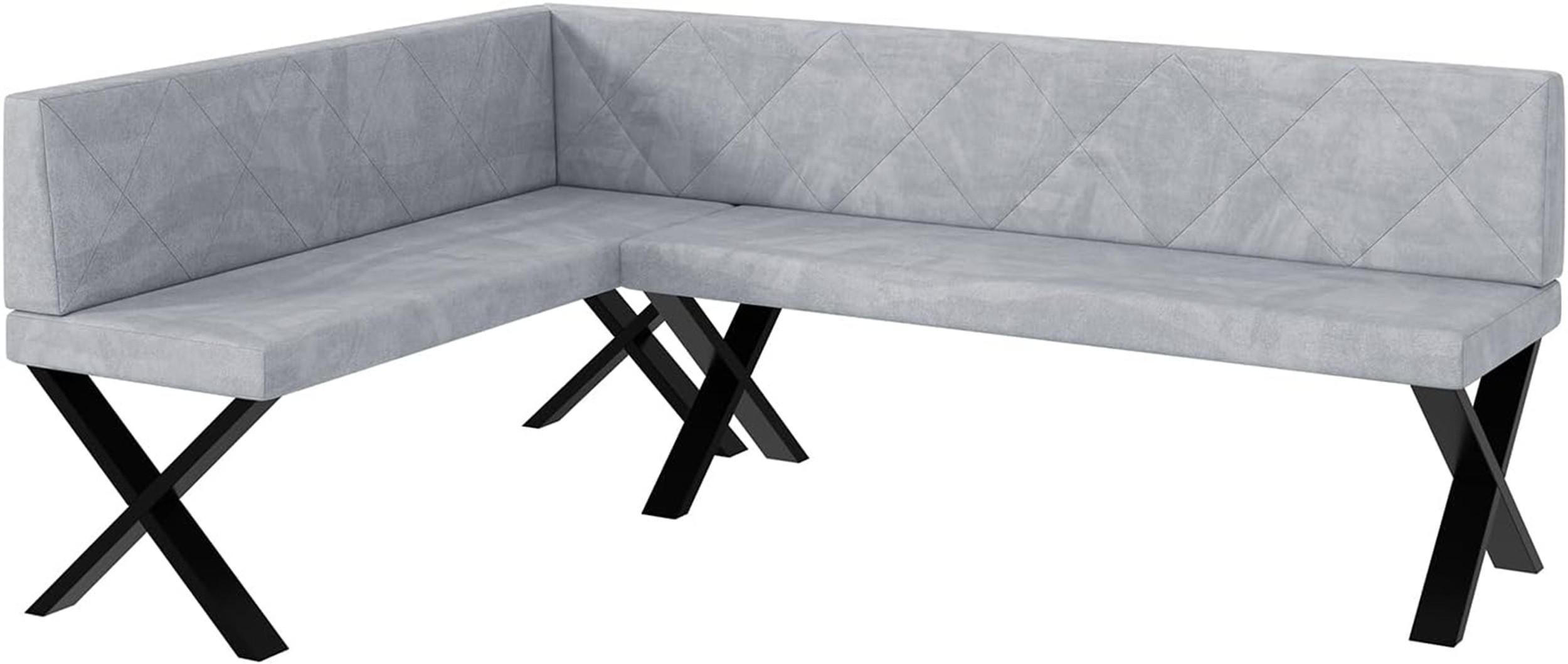 ECKBANK ERIC_X - Hellgrau, Textil (142/196cm) - Meblini