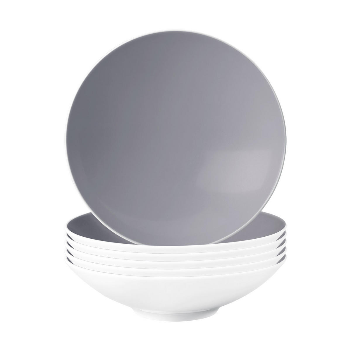SUPPENTELLER Life Fashion Elegant Grey ø 20 cm 6er Set - Grau, Keramik (20cm) - Seltmann Weiden