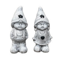 STEINFIGUR 2er Set Wichtel Junge und Mädchen - Grau, Stein (12/26/11cm) - stoneandstyle