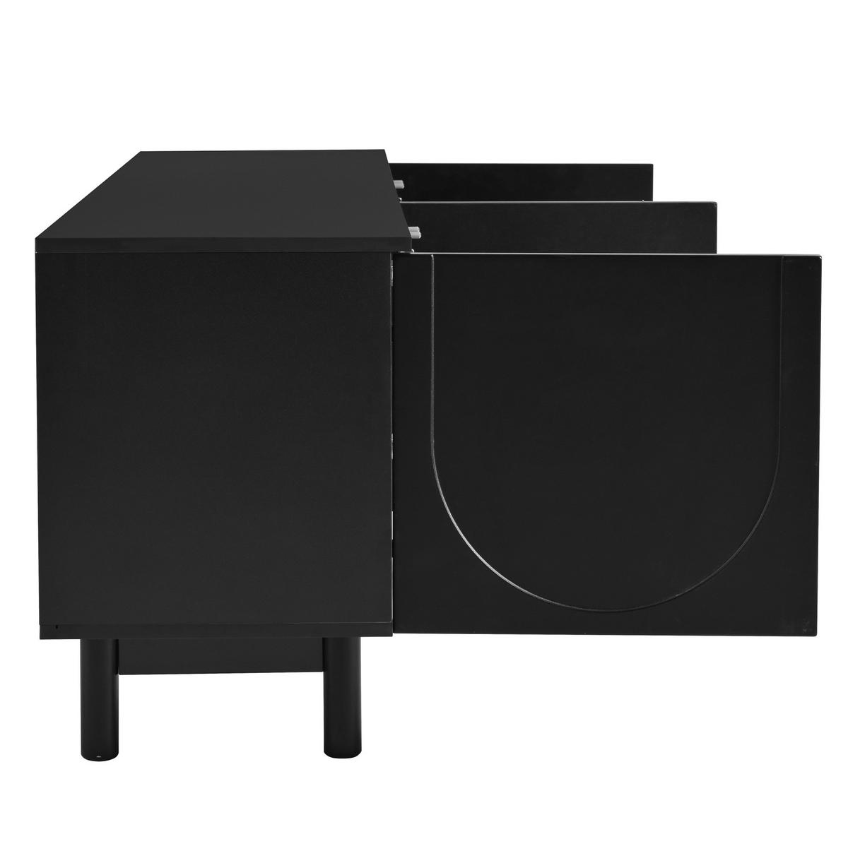 TV-LOWBOARD aus MDF und Spanplatte 175x38x56 cm Schwarz mit 4 Türen und verstellbaren Einlegeböden - Schwarz, Holzwerkstoff (175/56/38cm) - IVMEU