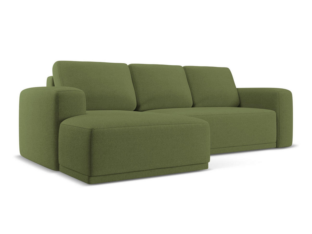 ECKSOFA mit Schlaffunktion Chenille Stoff Grün - Dunkelgrün/Schwarz, Kunststoff/Textil (160/258cm) - Makamii