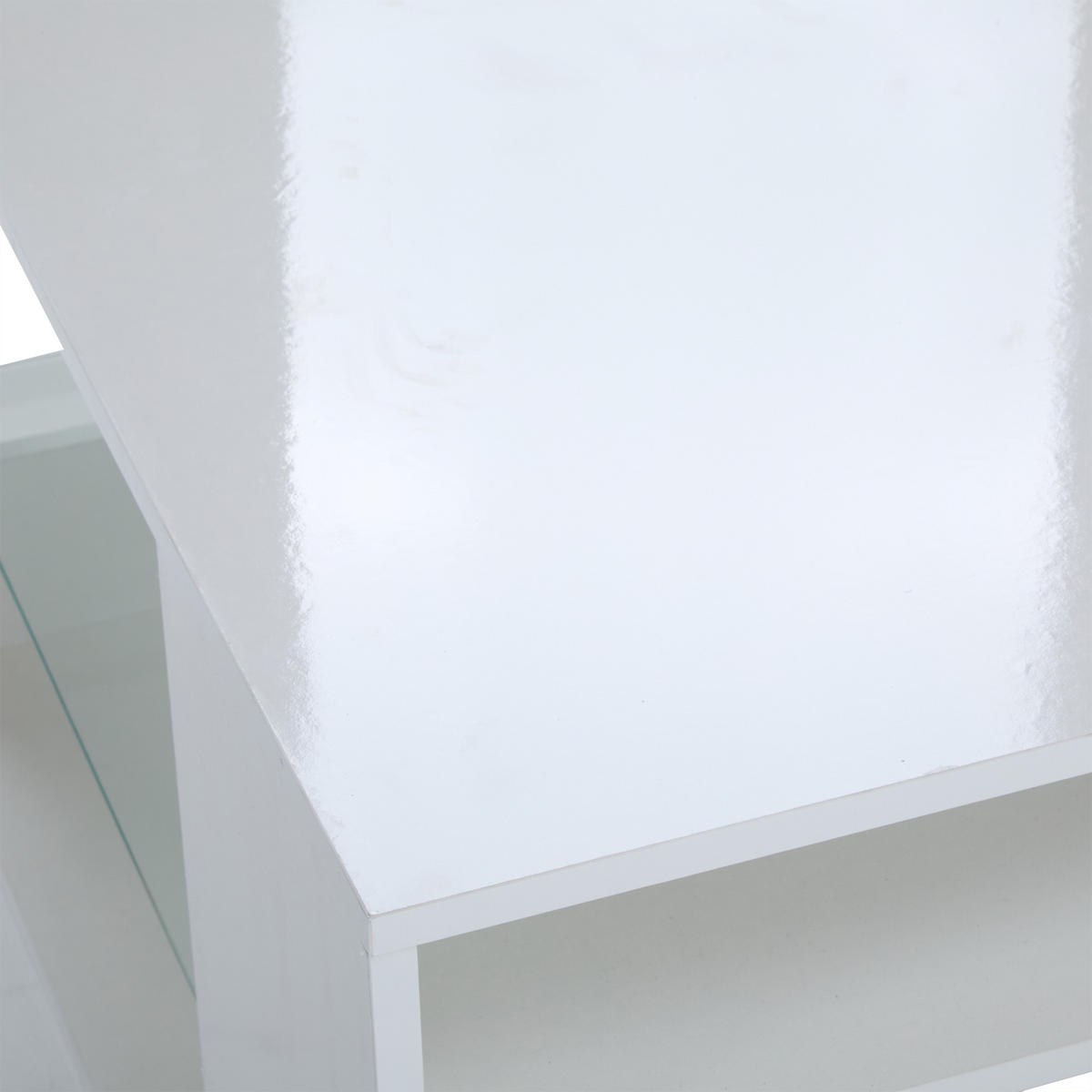 COUCHTISCH 96/45/45 cm hochglänzend mit LED-Beleuchtung und Glasplatte - Weiß, Holzwerkstoff (45/45/96cm) - OKWISH