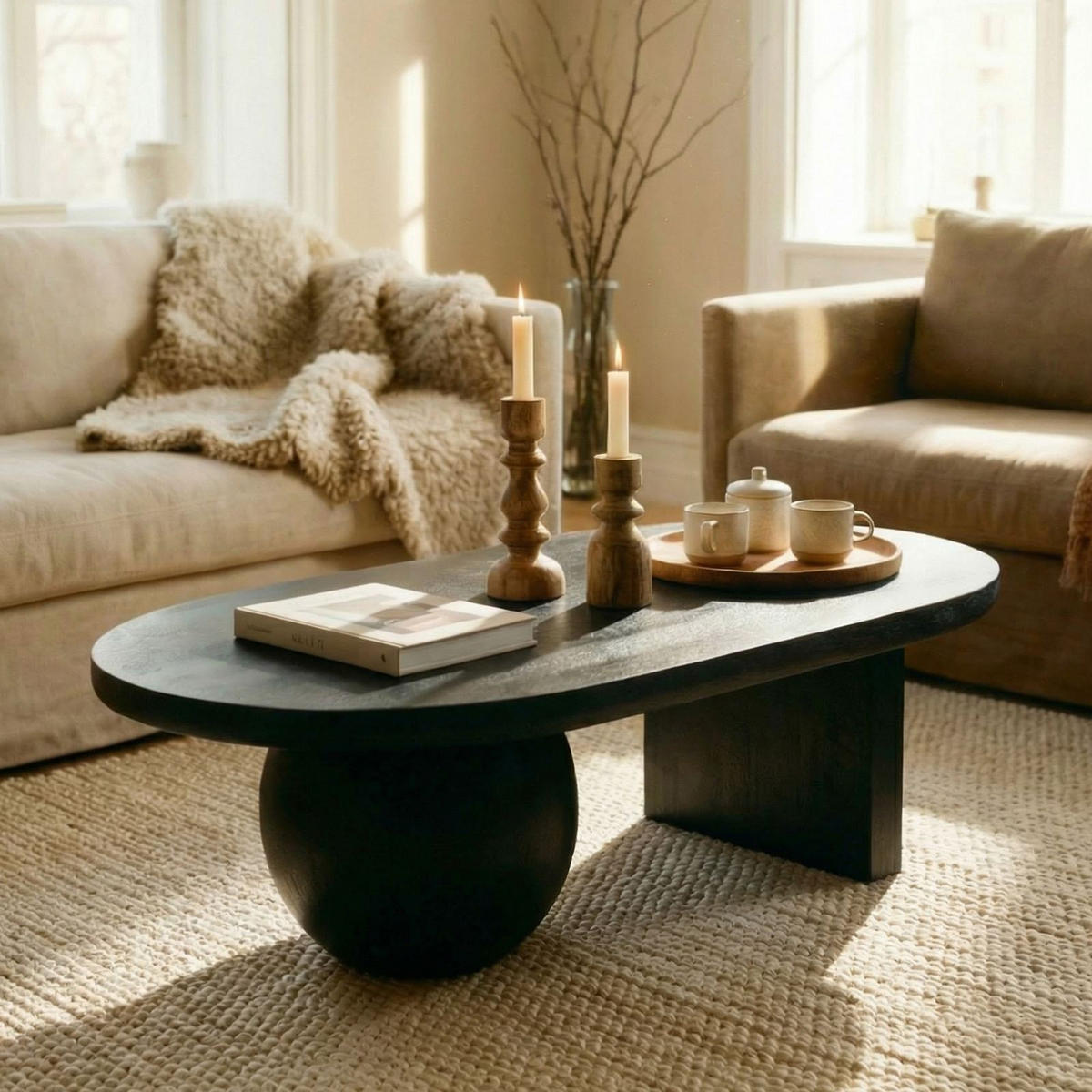COUCHTISCH PERLA schwarz - Schwarz, Holz (70/110/37cm) - IDIMEX