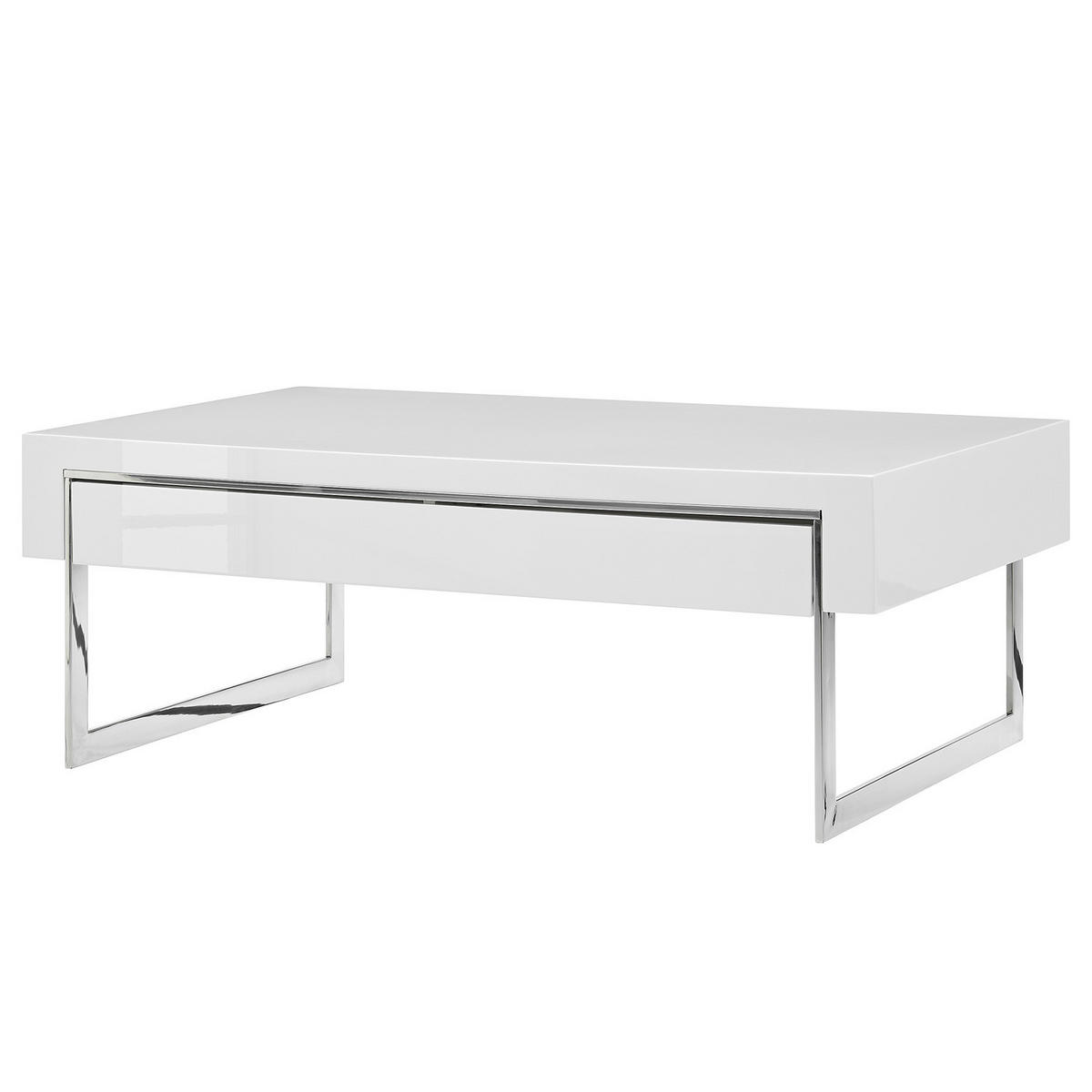 COUCHTISCH - Weiß Hochglanz, Holzwerkstoff/Metall (70/110/40cm) - home24