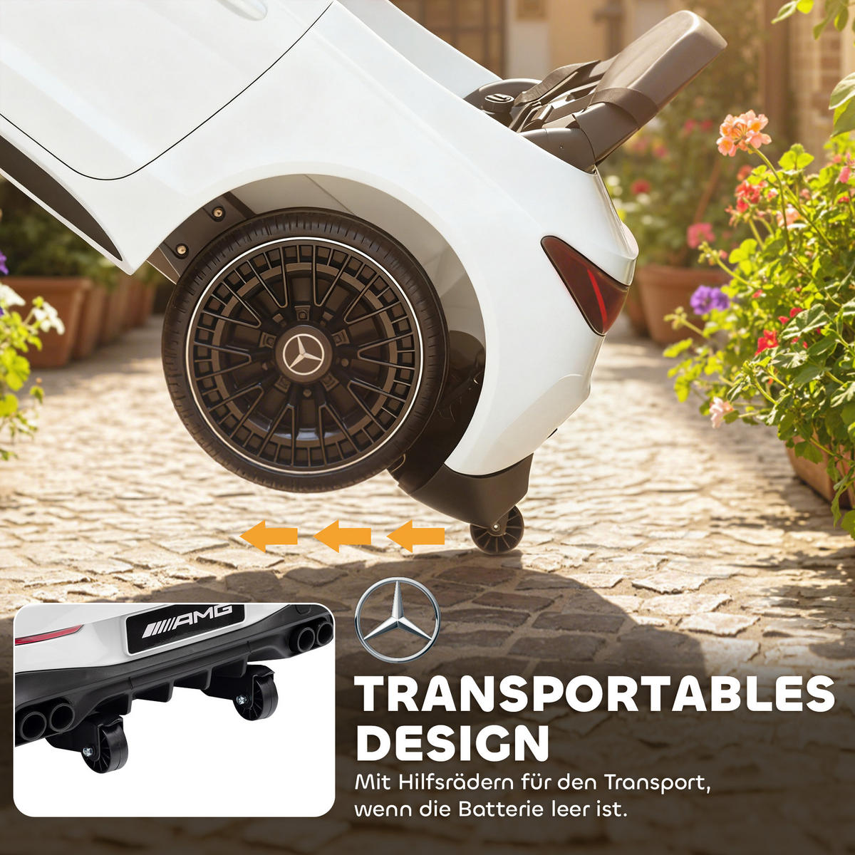 KINDER-ELEKTROAUTO 2 x 12V Kinderauto mit Musik, MP3, Sanftem Start/Stopp - Weiß, Kunststoff (99/55/43cm) - AIYAPLAY