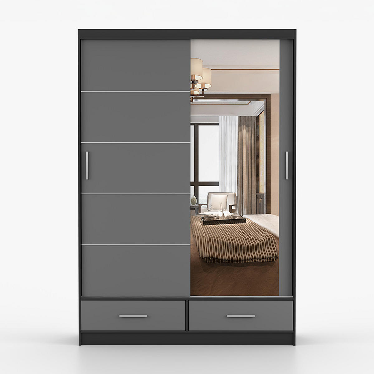 KLEIDERSCHRANK Florence 150 cm, 150/218/61, 2-türig, schwarz - Schwarz, Holzwerkstoff (150/218/61cm) - imoebel24
