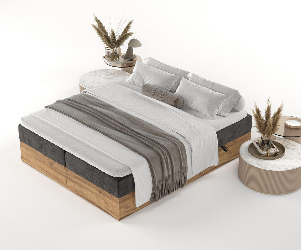 BOXBETT Faro Schwarz 160/200 cm - Schwarz, Holz/Holzwerkstoff (160/200cm) - Maison de Reve